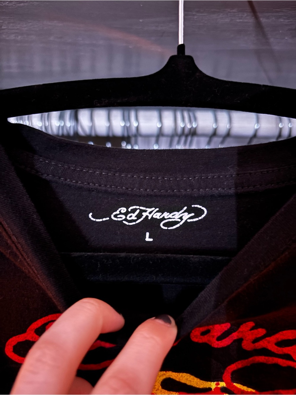 Ed Hardy Black Tee with Red and Yellow Tiger Graphic - Picture 5 of 5